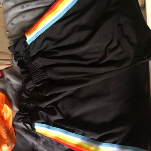 Black shorts with rainbow pattern